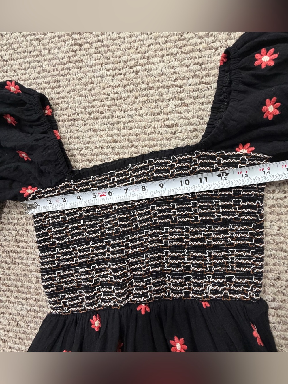 Free People Dahlia Embroidered Maxi Dress S /M Tiered Smocked Black Combo Boho - Picture 12 of 15